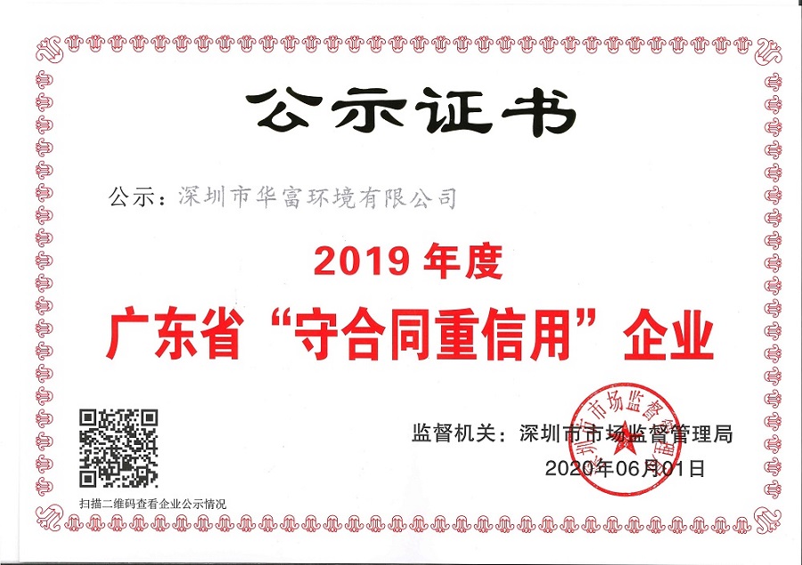 2019年守合同重信用企业